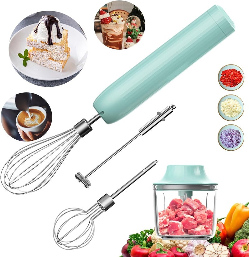 PowCube Hand Mixer with Whisk and Forther Wand,Electric Whisk, Milk Frother, Hand Held Mixers,Cordless Hand Mixer, Whisks for Cooking, Mini Mixer,Stirrers Electric,Food Chopper, Baby Food Maker,4-Speed, 10Oz - Image 3